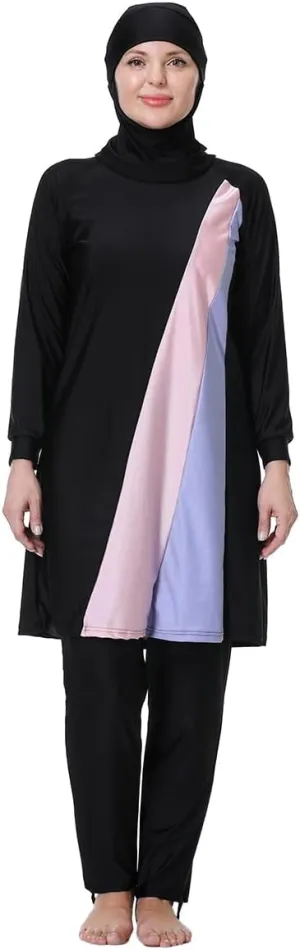 Plus Size Burkini Swimsuit for Women Modest Muslim Swimwear Full Cover Swim Top Pants Hijab Set