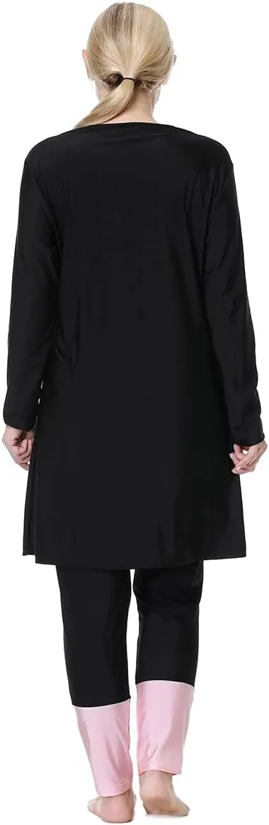 Plus Size Burkini Swimsuit for Women Modest Muslim Swimwear Full Cover Swim Top Pants Hijab Set