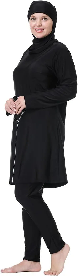 Plus Size Burkini Swimsuit for Women Modest Muslim Swimwear Full Cover Swim Top Pants Hijab Set