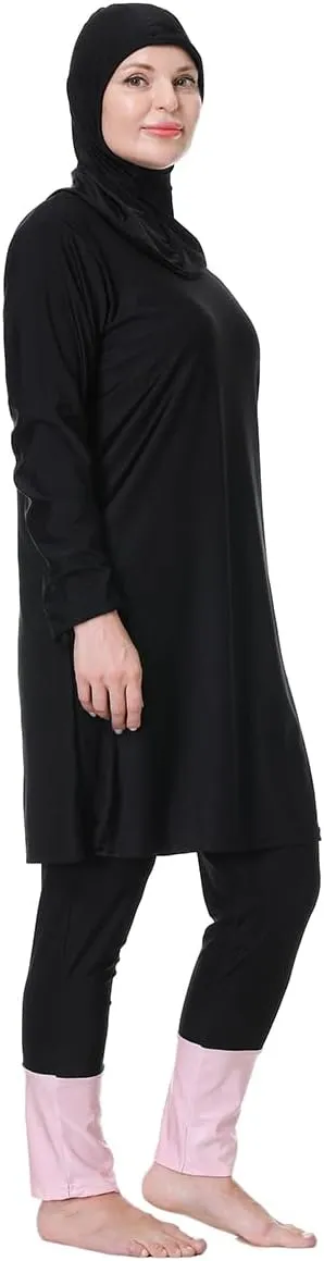 Plus Size Burkini Swimsuit for Women Modest Muslim Swimwear Full Cover Swim Top Pants Hijab Set