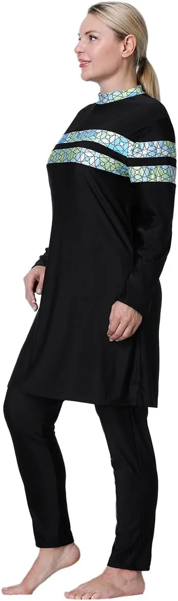 Plus Size Burkini Swimsuit for Women Modest Muslim Swimwear Full Cover Swim Top Pants Hijab Set