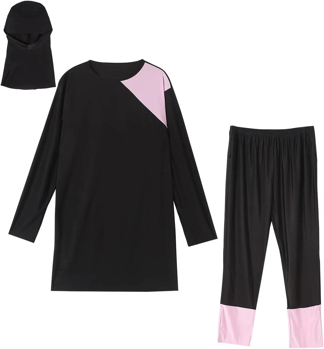 Plus Size Burkini Swimsuit for Women Modest Muslim Swimwear Full Cover Swim Top Pants Hijab Set