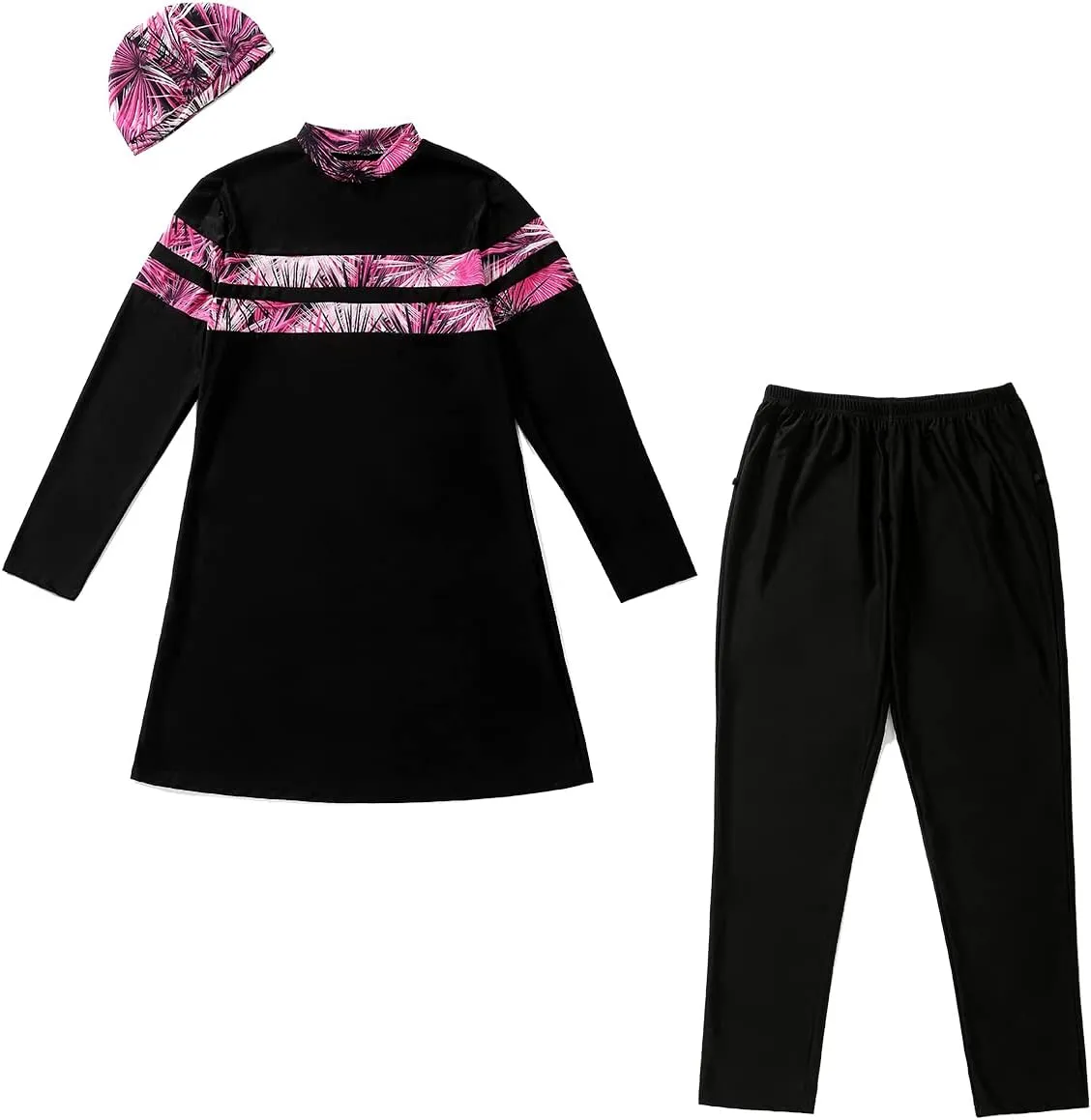 Plus Size Burkini Swimsuit for Women Modest Muslim Swimwear Full Cover Swim Top Pants Hijab Set