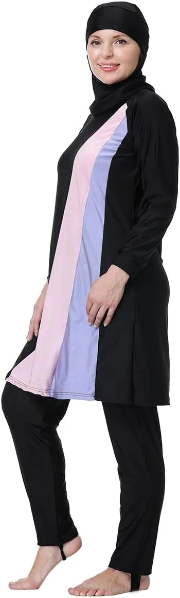 Plus Size Burkini Swimsuit for Women Modest Muslim Swimwear Full Cover Swim Top Pants Hijab Set