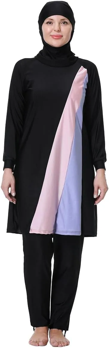 Plus Size Burkini Swimsuit for Women Modest Muslim Swimwear Full Cover Swim Top Pants Hijab Set