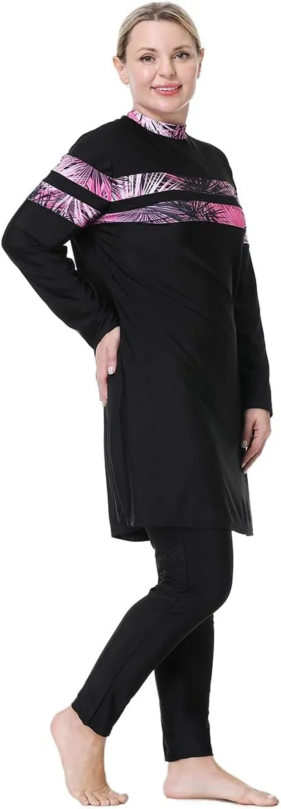 Plus Size Burkini Swimsuit for Women Modest Muslim Swimwear Full Cover Swim Top Pants Hijab Set