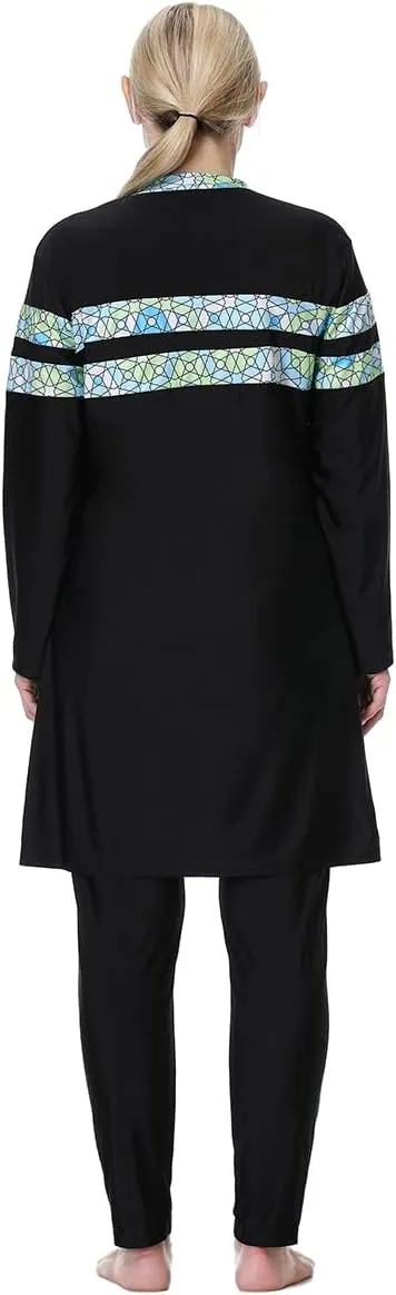 Plus Size Burkini Swimsuit for Women Modest Muslim Swimwear Full Cover Swim Top Pants Hijab Set