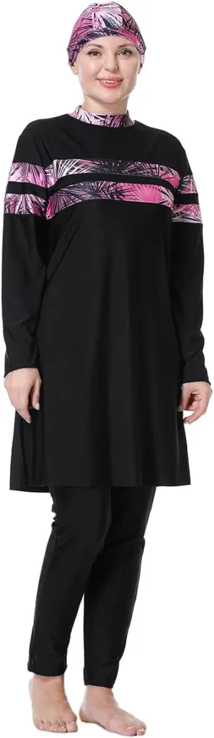 Plus Size Burkini Swimsuit for Women Modest Muslim Swimwear Full Cover Swim Top Pants Hijab Set