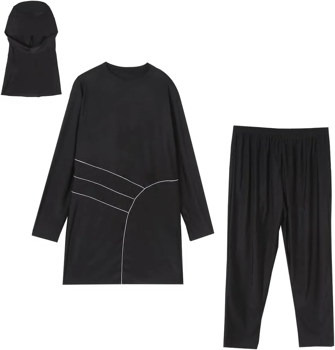 Plus Size Burkini Swimsuit for Women Modest Muslim Swimwear Full Cover Swim Top Pants Hijab Set