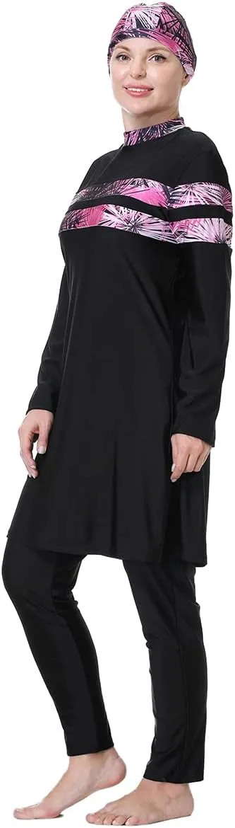 Plus Size Burkini Swimsuit for Women Modest Muslim Swimwear Full Cover Swim Top Pants Hijab Set