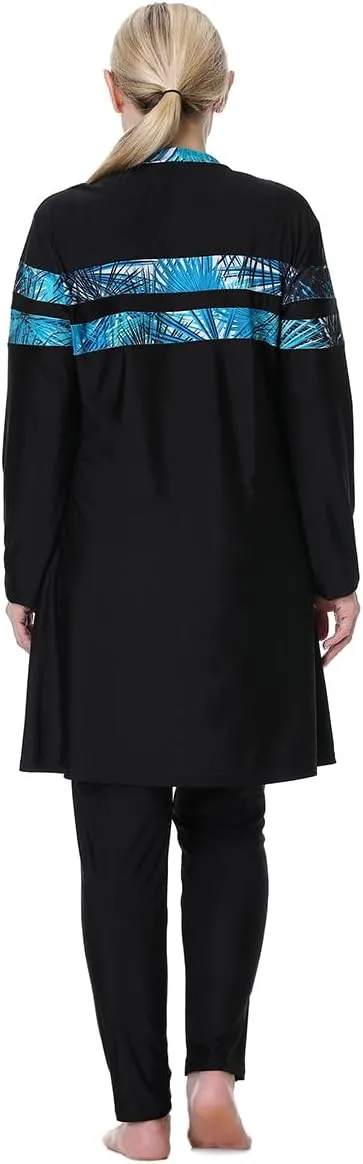 Plus Size Burkini Swimsuit for Women Modest Muslim Swimwear Full Cover Swim Top Pants Hijab Set