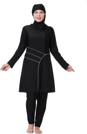 Plus Size Burkini Swimsuit for Women Modest Muslim Swimwear Full Cover Swim Top Pants Hijab Set