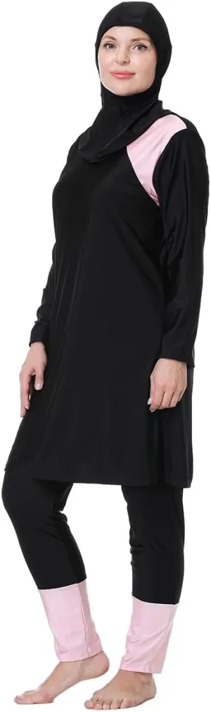 Plus Size Burkini Swimsuit for Women Modest Muslim Swimwear Full Cover Swim Top Pants Hijab Set