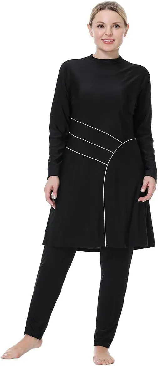 Plus Size Burkini Swimsuit for Women Modest Muslim Swimwear Full Cover Swim Top Pants Hijab Set