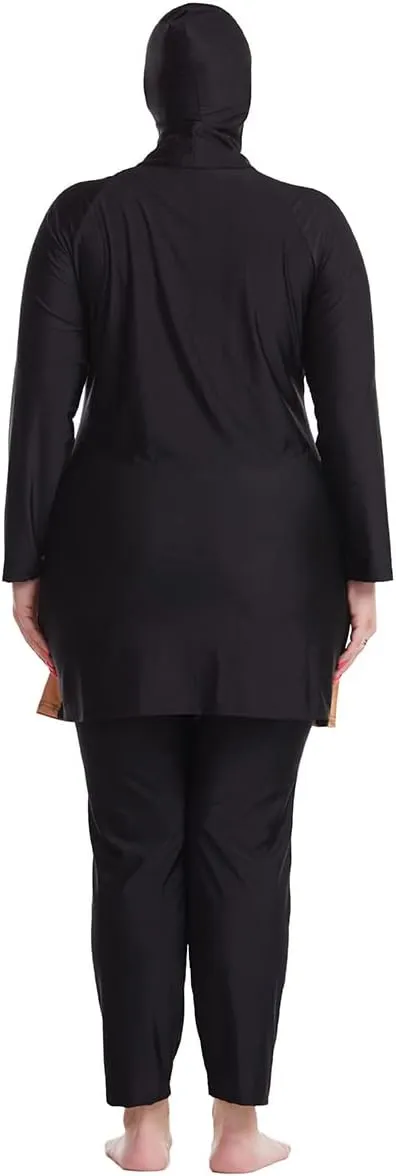 Plus Size Muslim Swimsuits for Women Rash Guard Swimwear Top Pants with Hijab/Cap