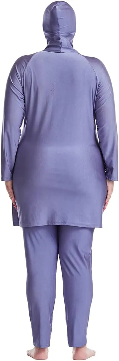 Plus Size Muslim Swimsuits for Women Rash Guard Swimwear Top Pants with Hijab/Cap