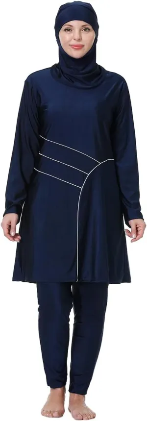 Plus Size Muslim Swimsuits for Women Rash Guard Swimwear Top Pants with Hijab/Cap