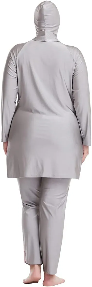 Plus Size Muslim Swimsuits for Women Rash Guard Swimwear Top Pants with Hijab/Cap