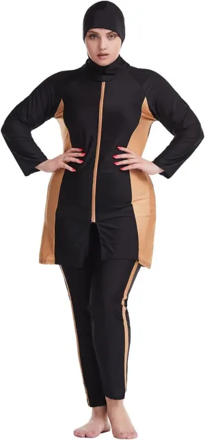 Plus Size Muslim Swimsuits for Women Rash Guard Swimwear Top Pants with Hijab/Cap