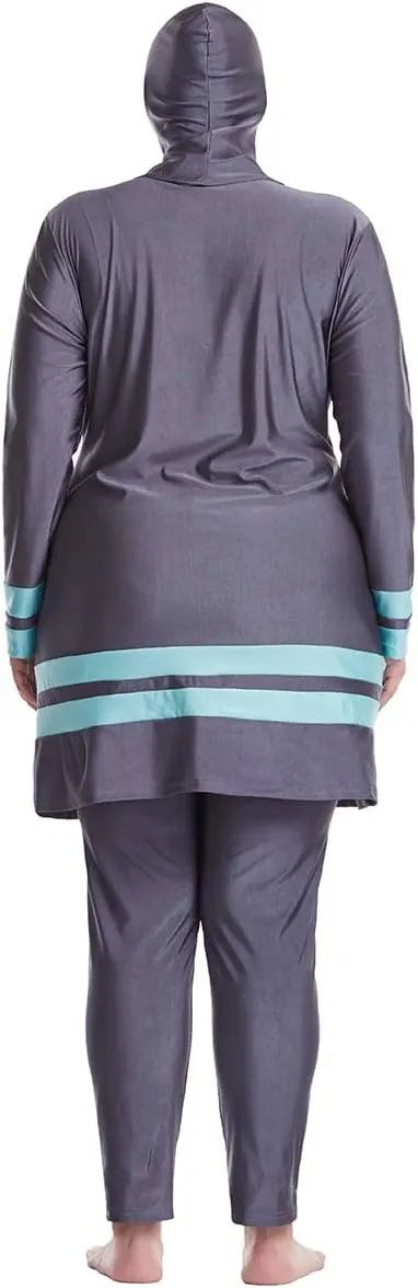 Plus Size Muslim Swimsuits for Women Rash Guard Swimwear Top Pants with Hijab/Cap