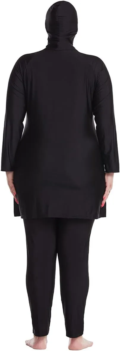 Plus Size Muslim Swimsuits for Women Rash Guard Swimwear Top Pants with Hijab/Cap