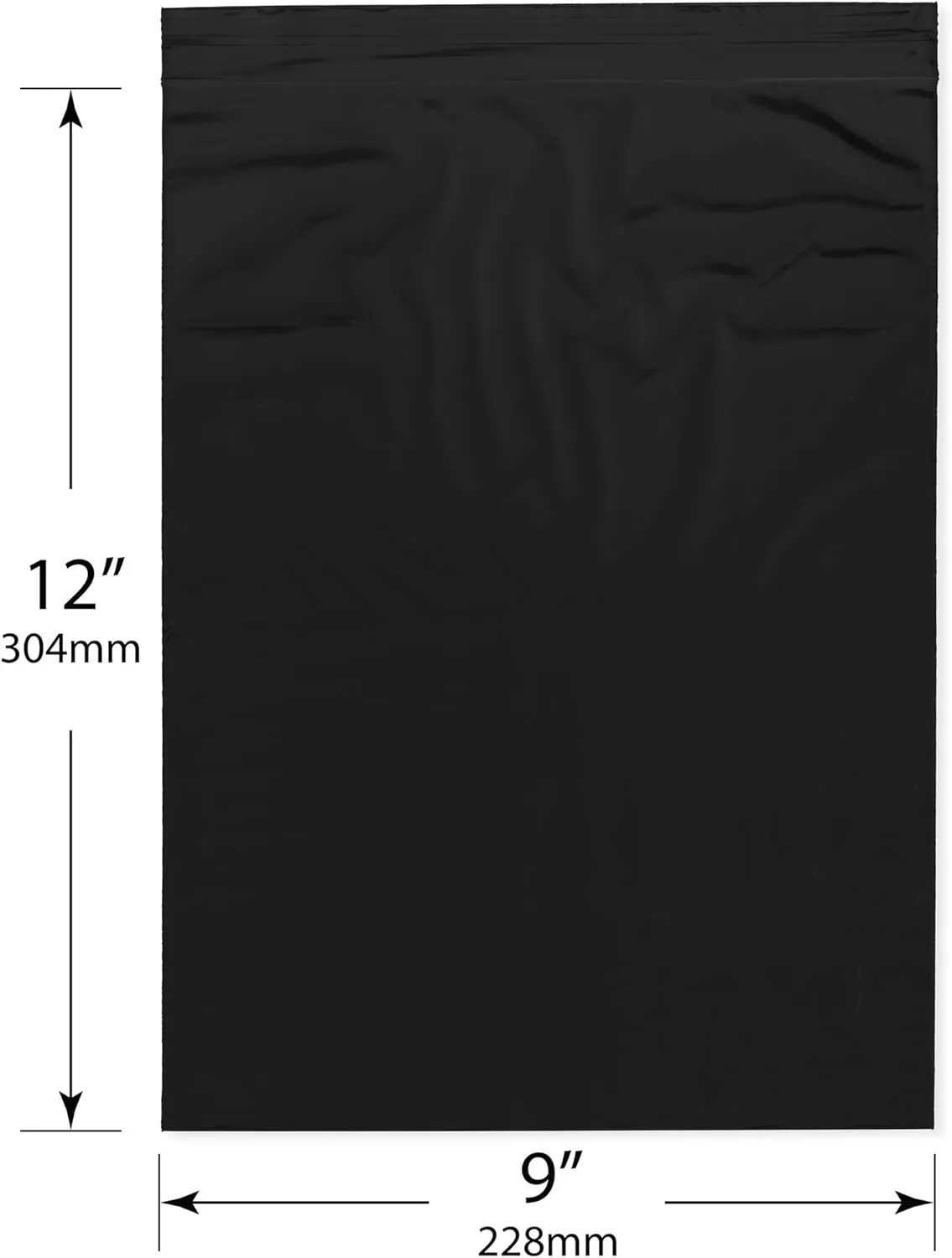 Plymor 9" x 12" (Pack of 100), Black 2 Mil Zipper Reclosable Plastic Bags