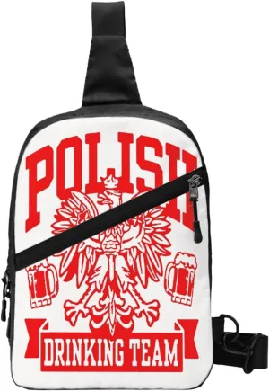 Polish Drinking Team Polska Portable Crossbody Bag Foldable Sling Bags Sports Gym Chest Daypack Reusable Shoulder Backpack Casual Diagonally Rucksack Fanny Packs