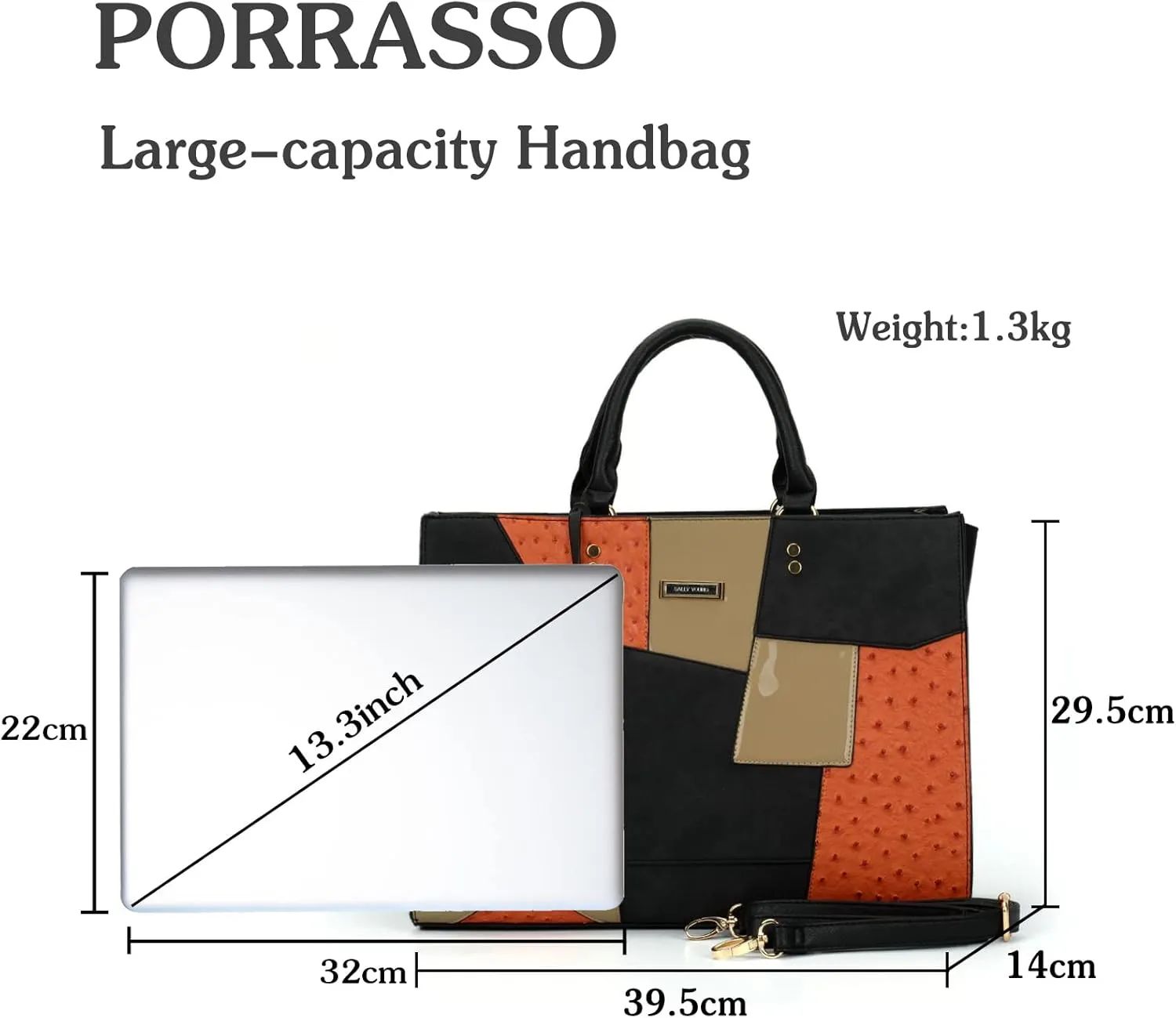 PORRASSO Women Handbag Fashion Shoulder Bag Large Top-Handle Bags Ladies PU Leather