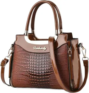 PORT&LOTUS Small Top Handle Crossbody Purses for Women Crocodile Pattern Shoulder Bags for Women