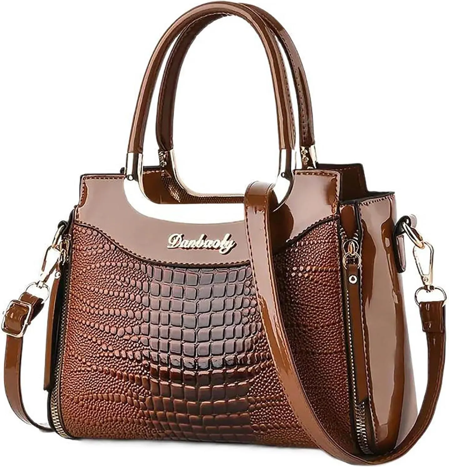 PORT&LOTUS Small Top Handle Crossbody Purses for Women Crocodile Pattern Shoulder Bags for Women