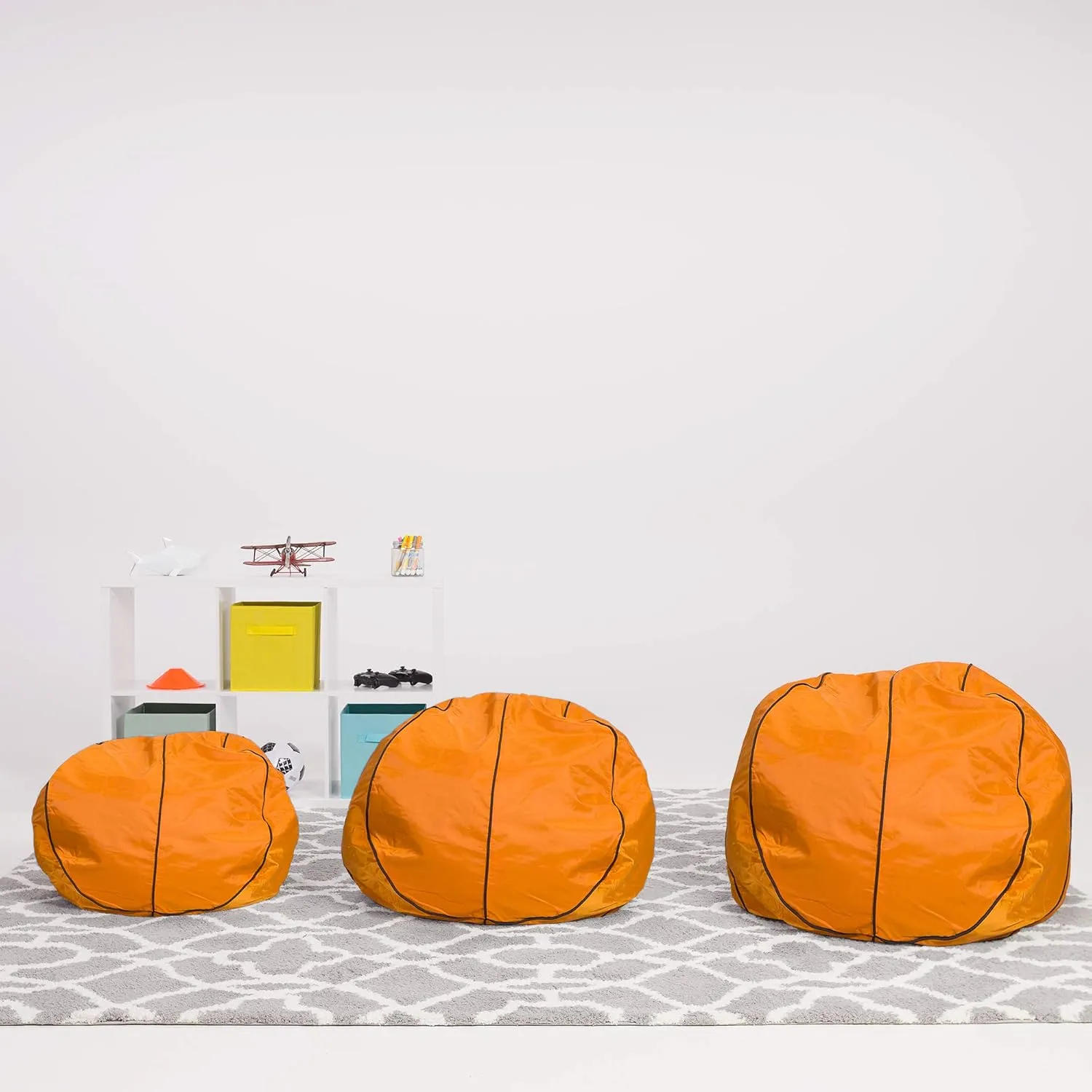 Posh Beanbags Bean Bag Chair, Large-38in, Sports Basketball, Sports Basketball Orange and Black