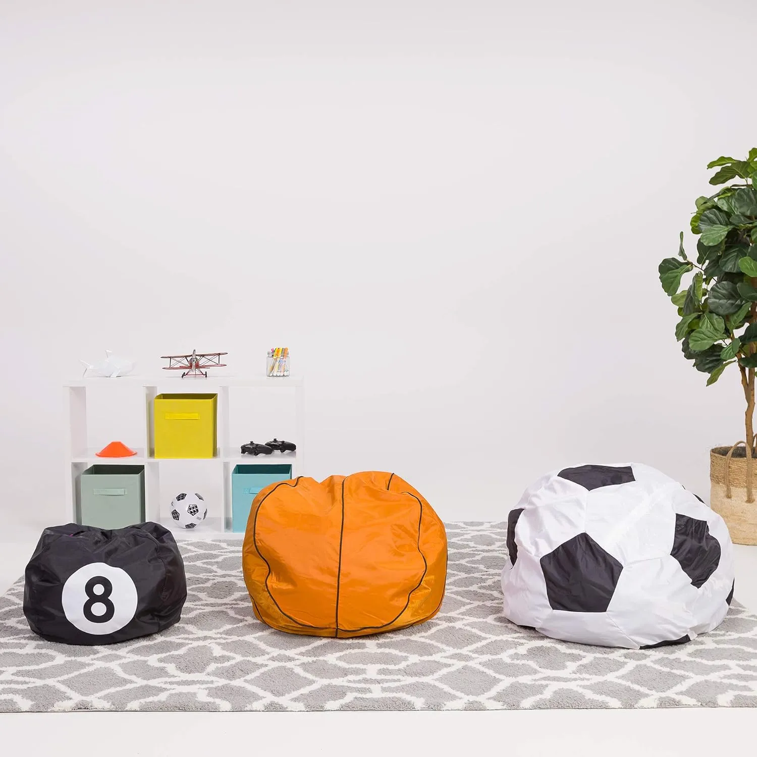 Posh Beanbags Bean Bag Chair, Large-38in, Sports Basketball, Sports Basketball Orange and Black