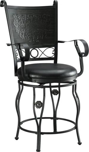Powell Furniture Linon Ellie 24" Big and Tall Metal Counter Stool in Black