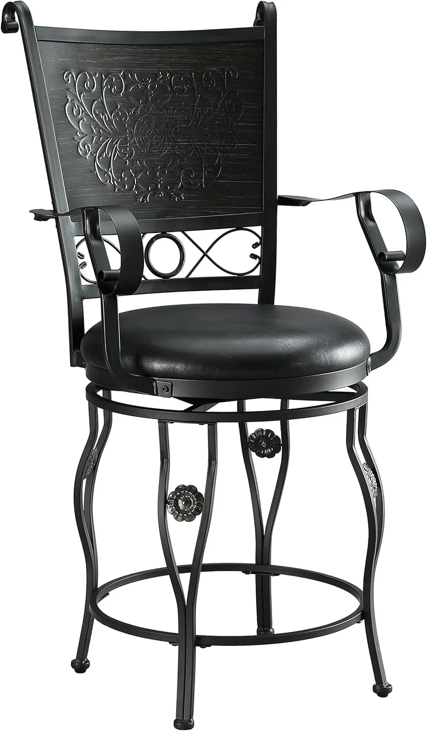 Powell Furniture Linon Ellie 24" Big and Tall Metal Counter Stool in Black