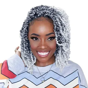 Pre Passion Twist Crochet Hair for Women Pre Looped Water Wave Hair 12 Inch 1B/GREY