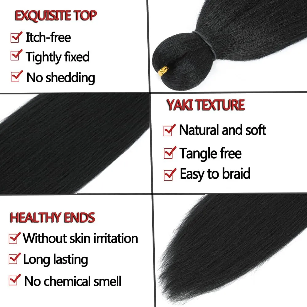 Pre Stretched Braiding Hair 12 Inch 8 Packs Professional Soft Yaki braiding Hair For Braids Hot Water Setting Synthetic Crochet Hair Extensions (12 Inch (Pack of 8), 1B)