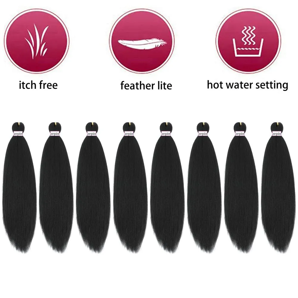 Pre Stretched Braiding Hair 12 Inch 8 Packs Professional Soft Yaki braiding Hair For Braids Hot Water Setting Synthetic Crochet Hair Extensions (12 Inch (Pack of 8), 1B)