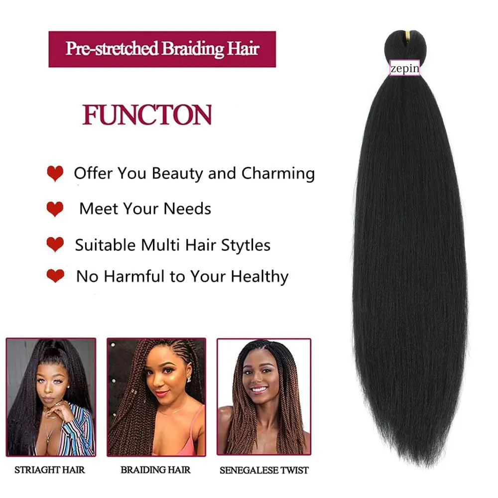 Pre Stretched Braiding Hair 12 Inch 8 Packs Professional Soft Yaki braiding Hair For Braids Hot Water Setting Synthetic Crochet Hair Extensions (12 Inch (Pack of 8), 1B)