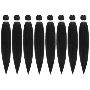 Pre-stretched Braiding Hair - 16 Inch 8 Packs Natural Black Short Braiding Hair For Twist or Box Braids, Yaki Texture Hot Water Setting Synthetic Braiding Hair Extensions (16 Inch, 1B-8P)