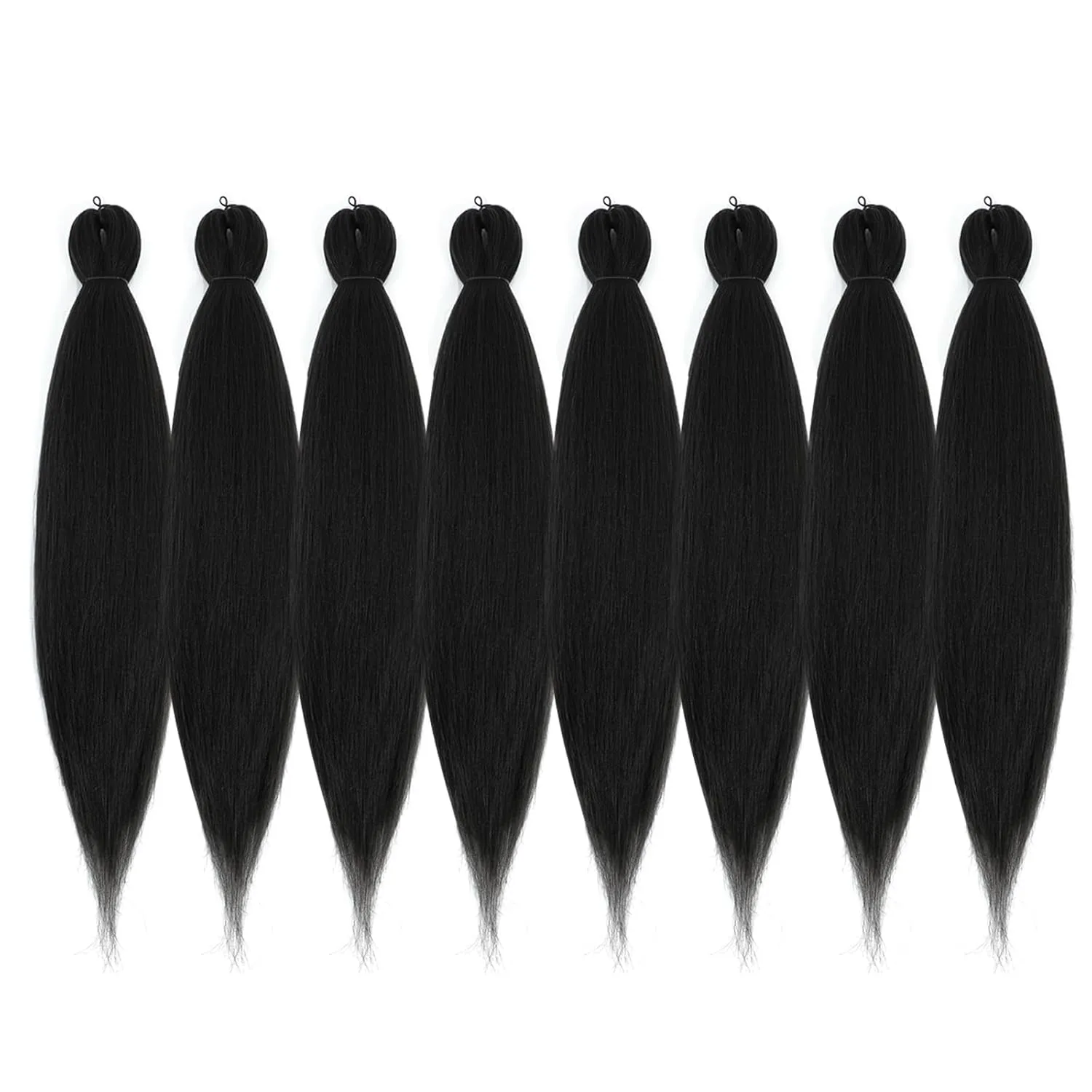 Pre-stretched Braiding Hair - 16 Inch 8 Packs Natural Black Short Braiding Hair For Twist or Box Braids, Yaki Texture Hot Water Setting Synthetic Braiding Hair Extensions (16 Inch, 1B-8P)