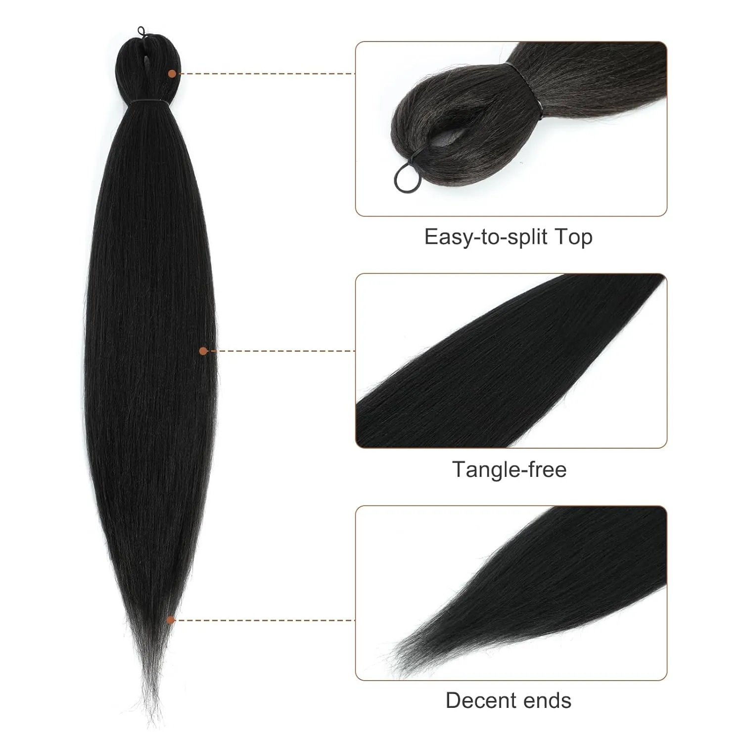 Pre-stretched Braiding Hair - 16 Inch 8 Packs Natural Black Short Braiding Hair For Twist or Box Braids, Yaki Texture Hot Water Setting Synthetic Braiding Hair Extensions (16 Inch, 1B-8P)