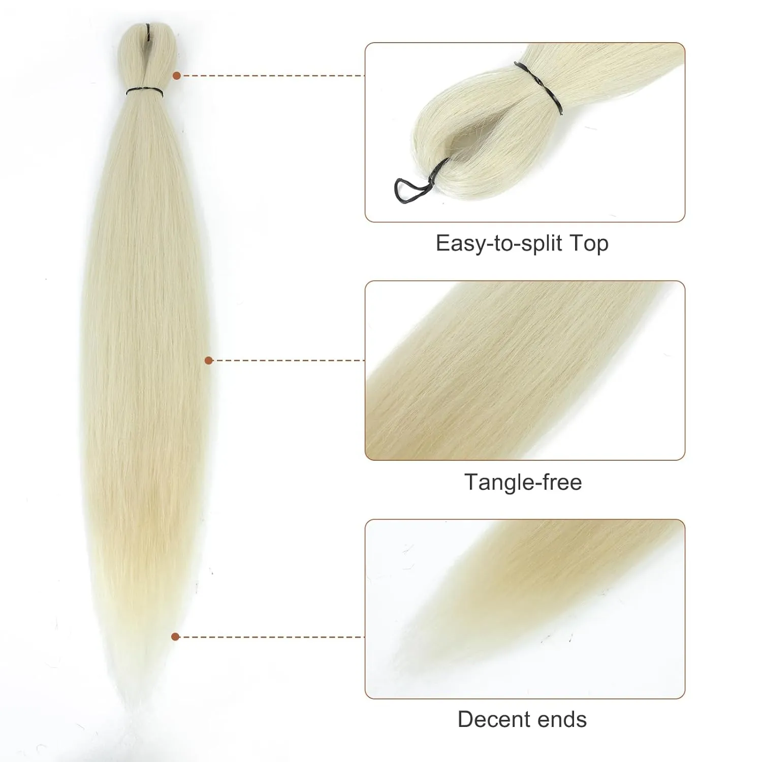Pre-stretched Braiding Hair - 16 Inch 8 Packs Off-White Super Long Braiding Hair For Twist or Box Braids, Yaki Texture Hot Water Setting Synthetic Braiding Hair Extensions (16 Inch, #613-8P)