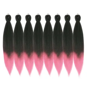 Pre-stretched Braiding Hair - 16 Inch 8 Packs Ombre Pink Braiding Hair For Twist or Box Braids, Yaki Texture Hot Water Setting Synthetic Braiding Hair Extensions (16 Inch, T-Pink-8P)