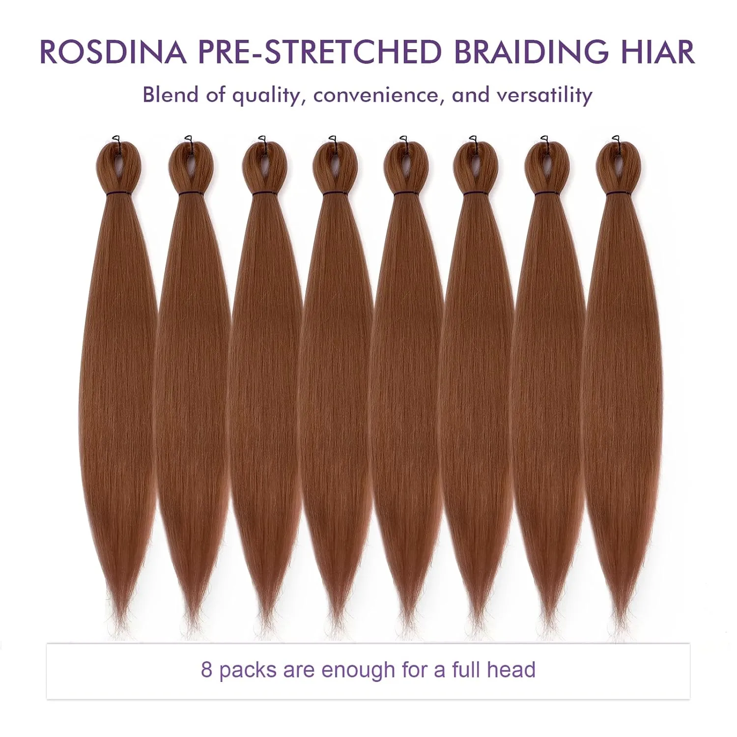 Pre-stretched Braiding Hair - 24 Inch 8 Packs Brown Braiding Hair For Twist or Box Braids, Yaki Texture Hot Water Setting Synthetic Braiding Hair Extensions (24 Inch,30#-8P)