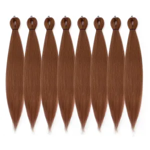 Pre-stretched Braiding Hair - 24 Inch 8 Packs Brown Braiding Hair For Twist or Box Braids, Yaki Texture Hot Water Setting Synthetic Braiding Hair Extensions (24 Inch,30#-8P)