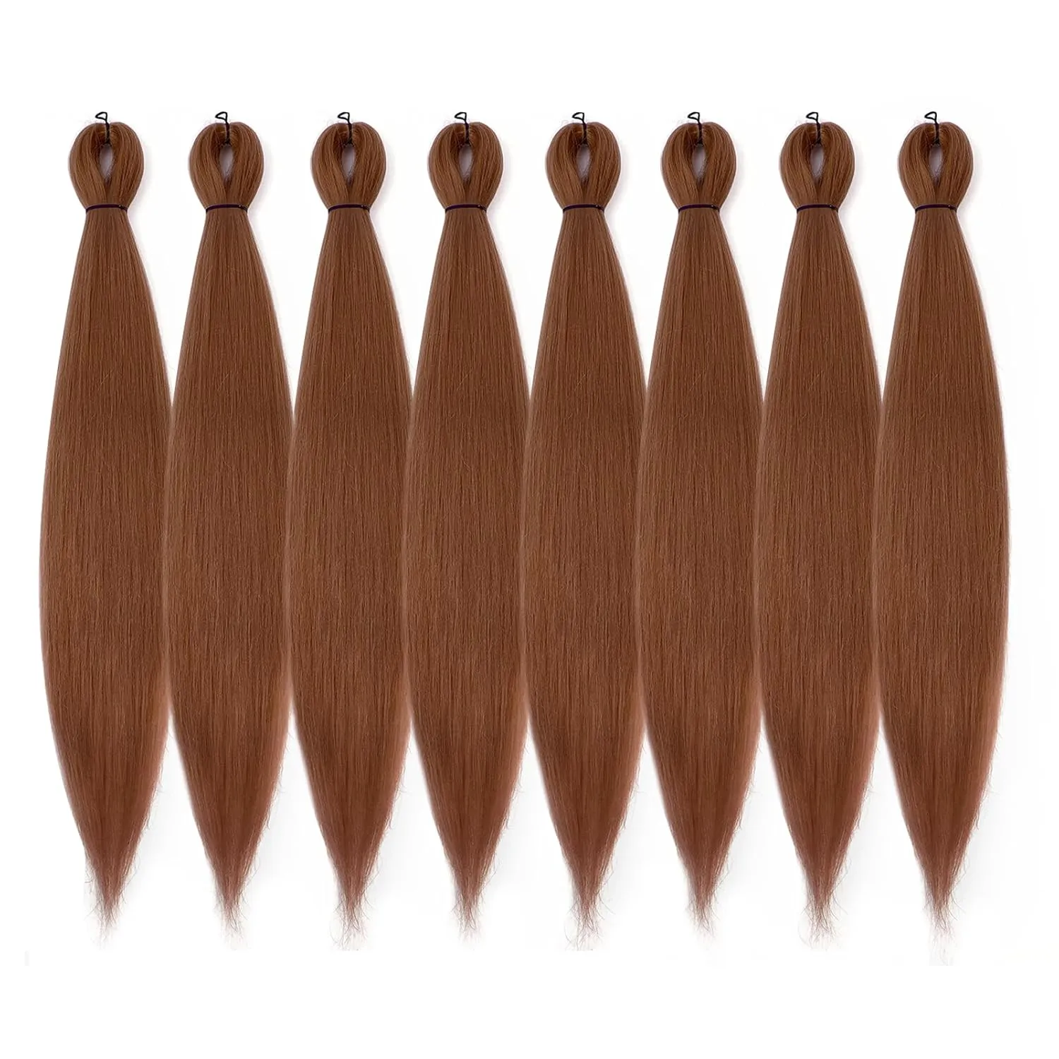 Pre-stretched Braiding Hair - 24 Inch 8 Packs Brown Braiding Hair For Twist or Box Braids, Yaki Texture Hot Water Setting Synthetic Braiding Hair Extensions (24 Inch,30#-8P)