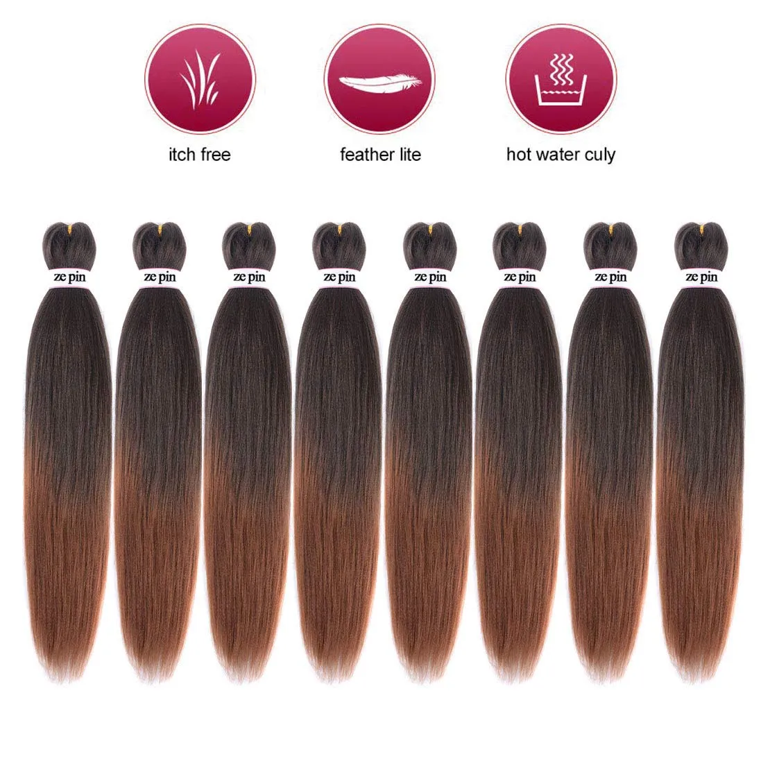 Pre Stretched Braiding Hair 26 Inch 8 Packs Professional Soft Yaki braiding Hair For Braids Hot Water Setting Synthetic Crochet Hair Extensions (1b/30, 26 Inch (Pack of 8))