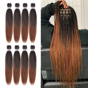 Pre Stretched Braiding Hair 26 Inch 8 Packs Professional Soft Yaki braiding Hair For Braids Hot Water Setting Synthetic Crochet Hair Extensions (1b/30, 26 Inch (Pack of 8))