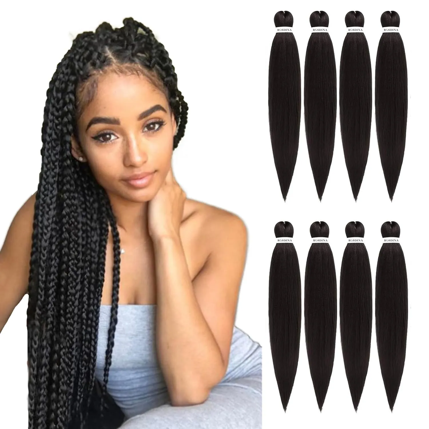 Pre-stretched Braiding Hair - 30 Inch 8 Packs Dark Brown Super Long Braiding Hair For Twist or Box Braids, Yaki Texture Hot Water Setting Synthetic Braiding Hair Extensions (30 Inch, #2-8P)