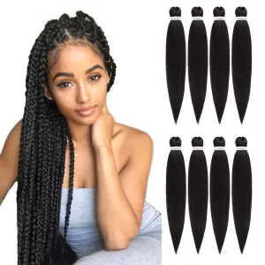 Pre-stretched Braiding Hair - 30 Inch 8 Packs Dark Brown Super Long Braiding Hair For Twist or Box Braids, Yaki Texture Hot Water Setting Synthetic Braiding Hair Extensions (30 Inch, #2-8P)